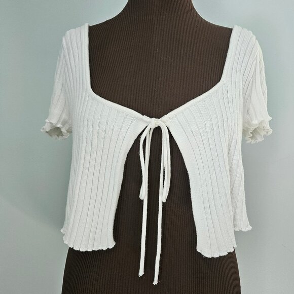 Cotton:On Bolero Style Ribbed Off-White Shrug Sweater, Size M - Picture 1 of 6
